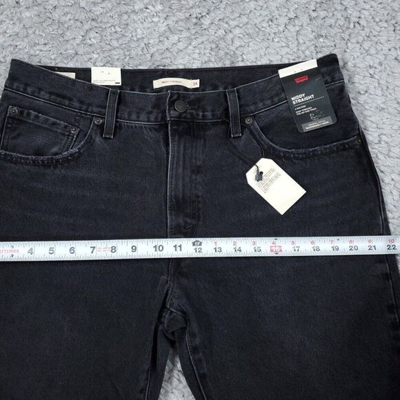Levi's Premium Middy Straight Mid Rise Jeans Black Nonstretch Size 34 x 31 - Picture 9 of 10